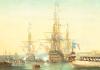 Papier peint ancien marine, Chaloupe en rade de Brest le 30 août 1843 Couleur : Originale