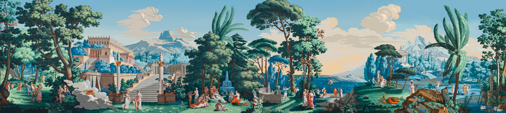 Papier peint panoramique antiquité Télémaque dans l'île de Calypso