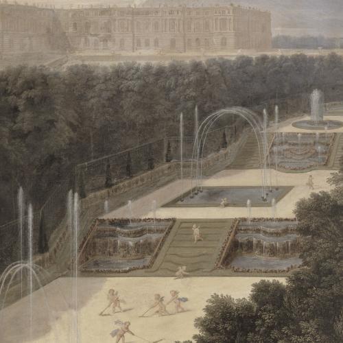 Papier peint ancien Paysage & jardin, Vue du Bosquet des Trois Fontaines