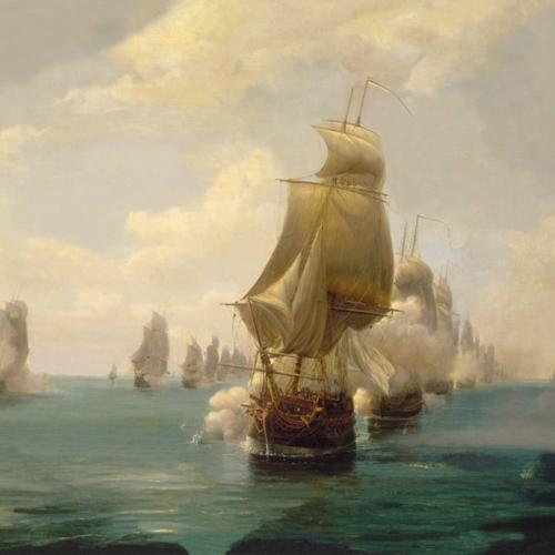 Papier peint ancien marine, Combat naval de la Dominique, le 17 avril 1780