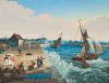 Papier peint ancien marine, La jetée de Dieppe Couleur : Originale