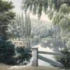 Papier peint ancien Paysage & jardin, Promenade des dames d'honneur sur la rivière à Malmaison