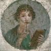 Papier peint ancien antiquité, Portrait de jeune femme dite Sappho