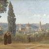 Papier peint ancien scène italienne, Florence-Vue prise des jardins de Boboli