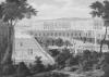 Papier peint panoramique Vue de l'Orangerie, des escaliers des Cent-Marches et du Château de Versailles vers 1695 Couleur : Grisaille