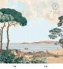 Papier peint ancien marine, Paysage de bord de mer  la baie de Saint-Malo  Hauteur x Largeur : 180 x 180 cm - 2 lés
