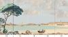 Papier peint ancien marine, Paysage de bord de mer  la baie de Saint-Malo  Hauteur x Largeur : 180 x 365 cm - 5 lés