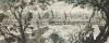 Papier peint ancien d'un paysage d'Asie : Colonnade de l'entrée ouest et vue générale d'Angkor Vat Couleur : Originale