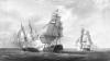 Papier peint ancien marine, Combat de la Frégate française, La canonnière contre le vaisseau anglais le Tremendous Couleur : Grisaille