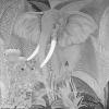 Papier peint panoramique Elephant et porteuses Couleur : Grisaille