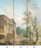 Papier peint ancien Paysage & jardin avec la ruine d'un temple Romain Hauteur x Largeur : 252 x 222 cm - 3 lés