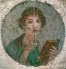 Papier peint décoratif pompéien Portrait de jeune femme dite Sappho Couleur : Originale