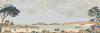 Papier peint ancien marine, Paysage de bord de mer  la baie de Saint-Malo et son Fort Harbour  Couleur : Originale