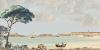 Papier peint ancien marine, Paysage de bord de mer  la baie de Saint-Malo  Couleur : Originale