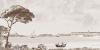 Papier peint ancien marine, Paysage de bord de mer  la baie de Saint-Malo  Couleur : Sépia