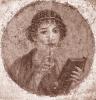 Papier peint ancien antiquité, Portrait de jeune femme dite Sappho Couleur : Sépia