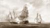 Papier peint décoratif Combat de la Frégate française, La canonnière contre le vaisseau anglais le Tremendous Couleur : Sépia