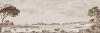 Papier peint ancien marine, Paysage de bord de mer  la baie de Saint-Malo et son Fort Harbour  Couleur : Sépia