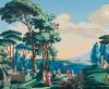 Papier peint ancien scène historique du paysage de Télémaque dans l'ile de Calypso - Partie 3 Couleur : Originale