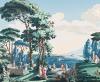 Papier peint ancien scène historique du paysage de Télémaque dans l'ile de Calypso - Partie 3 Couleur : Pastel