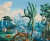 Papier peint ancien scène historique du paysage de Télémaque dans l'ile de Calypso - Partie 4 Couleur : Originale