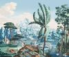 Papier peint ancien scène historique du paysage de Télémaque dans l'ile de Calypso - Partie 4 Couleur : Pastel