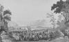 Papier peint panoramique historique, la Victoire de Yorktown Couleur : Grisaille